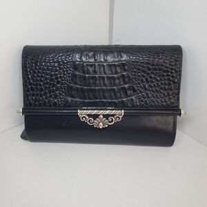 Vintage Brighton Black Croc Embossed Large Wallet Classic Chic City *No Strap